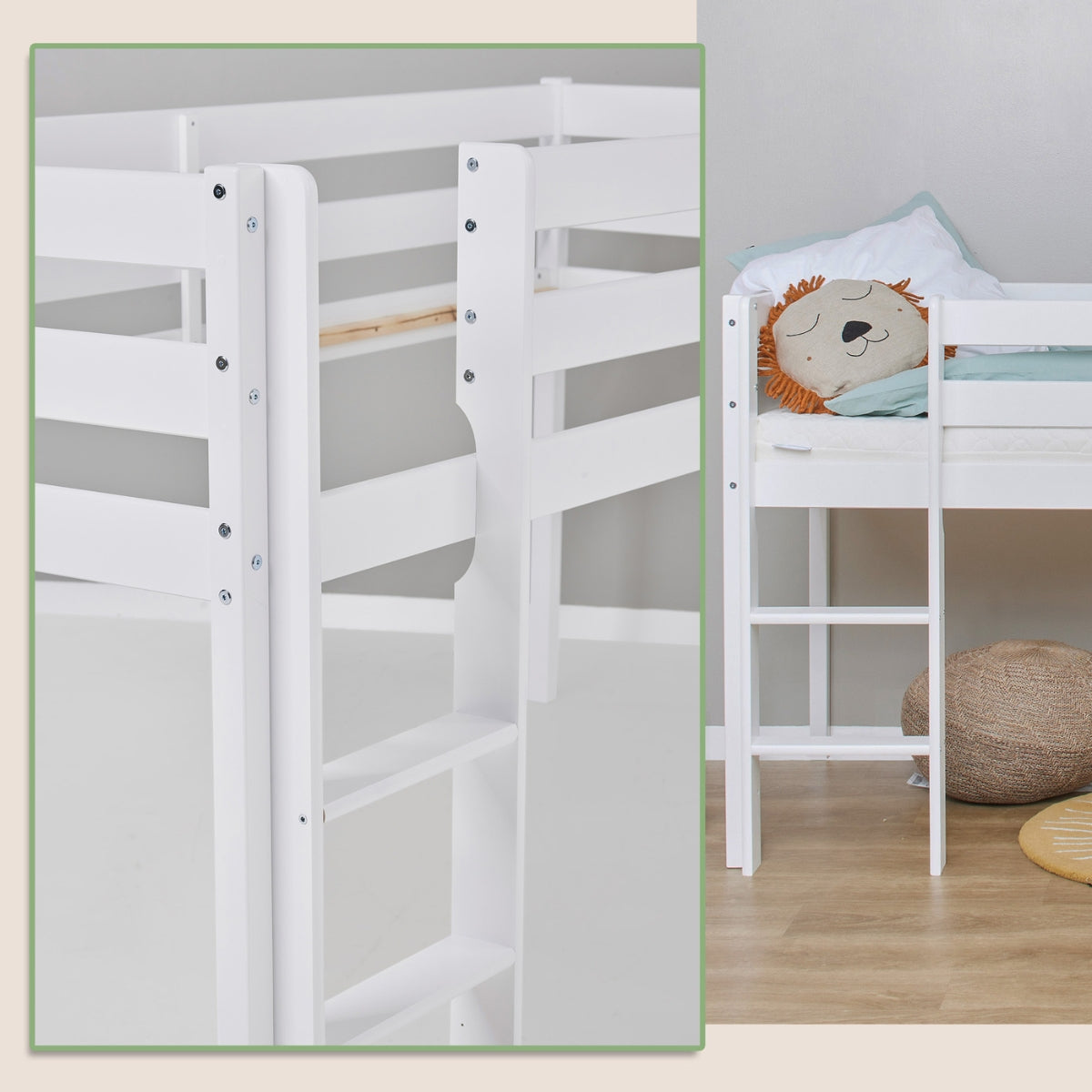 Hoppekids ECO Comfort shorty mid sleeper bed 160 x 70cm white