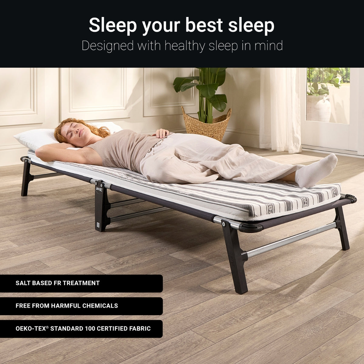 Jay-Be ME70 Mobile Folding Single Bed with Comfort Stripe Mattress