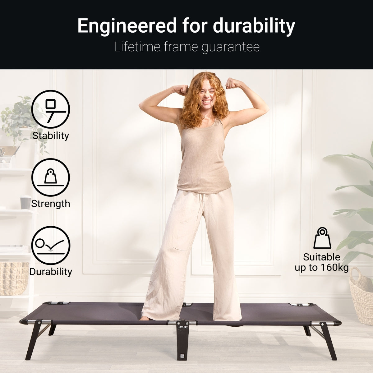 Jay-Be ME70 Mobile Folding Single Bed with Comfort Stripe Mattress
