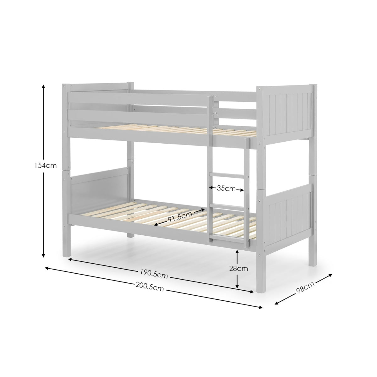 Julian Bowen Bella Bunk Bed Grey