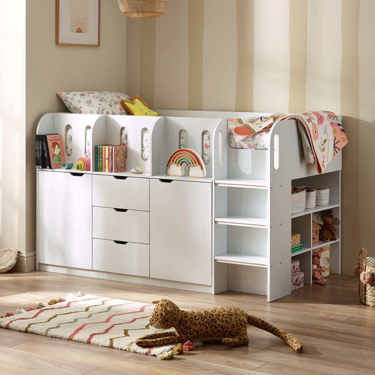 Julian Bowen Vision Kids Mid Sleeper Bed White - with storage