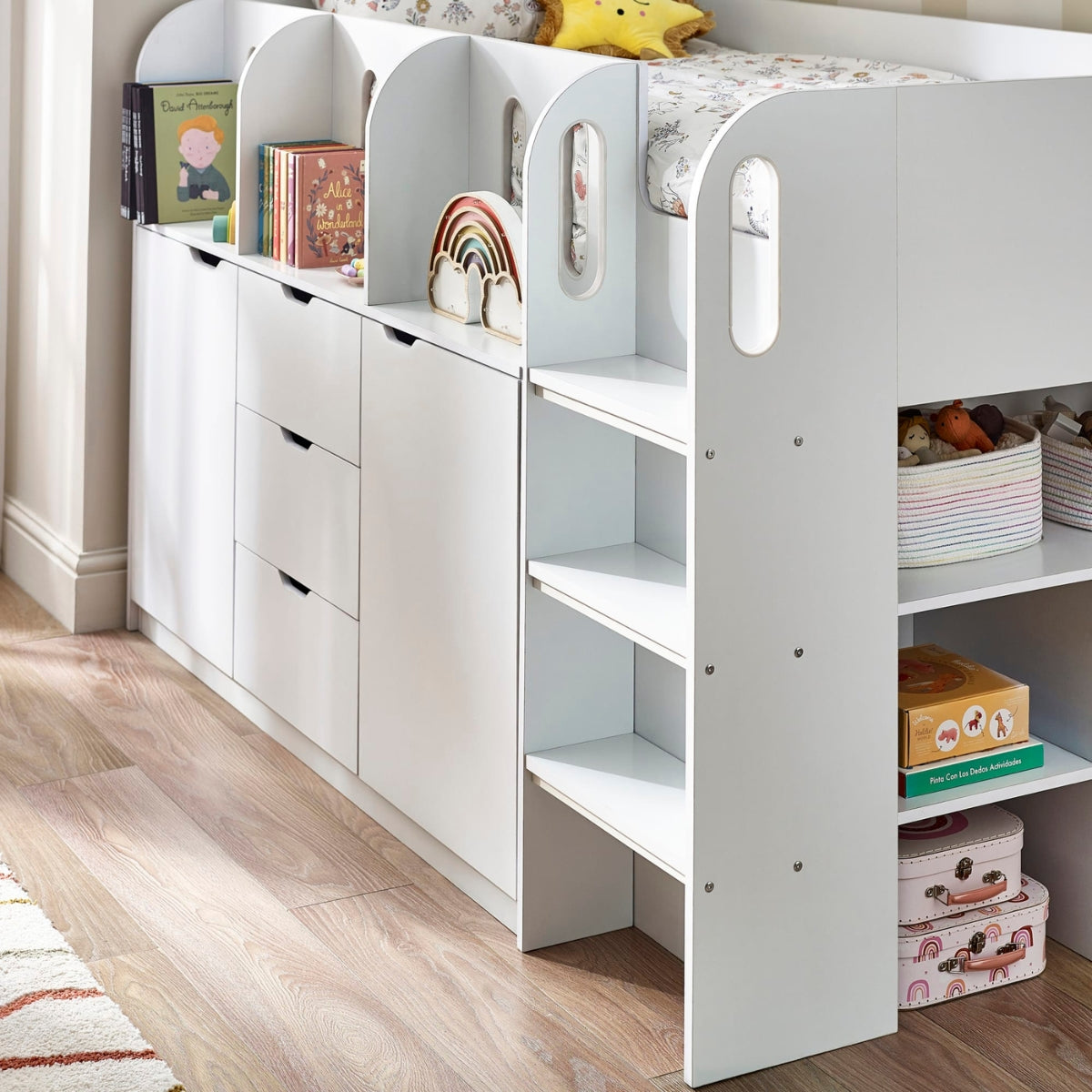 Julian Bowen Vision Kids Mid Sleeper Bed White - with storage