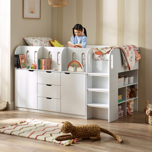 Julian Bowen Vision Kids Mid Sleeper Bed White - with storage