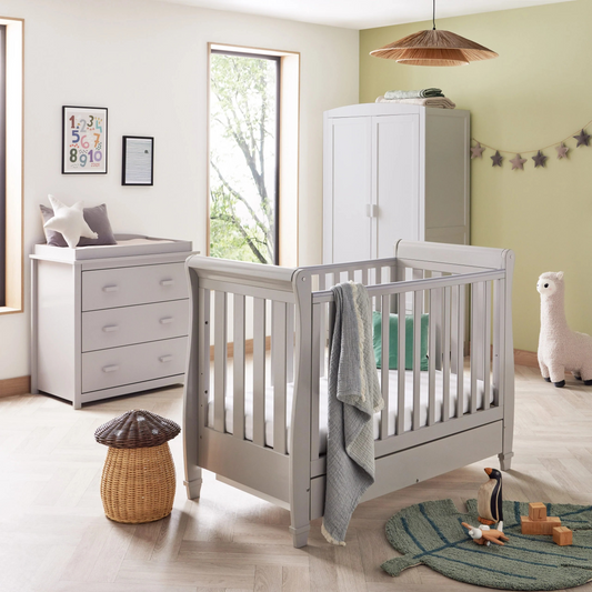 Babymore Eva Cot Bed 120 x 60cm 3 Piece Room Set Grey