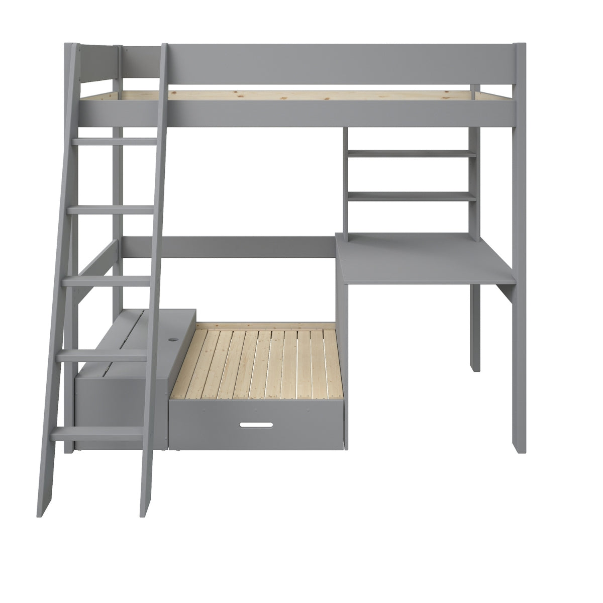 Kids Avenue Highsleeper with Sofa Bed Desk & Shelves Grey - Silver Futon