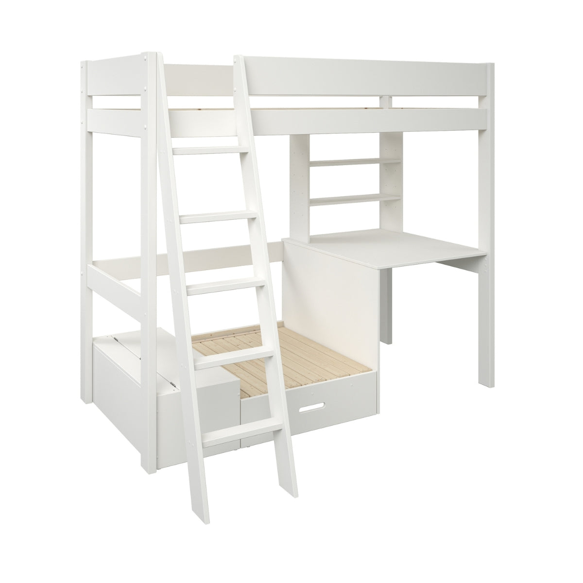 Kids Avenue Highsleeper with Sofa Bed Desk & Shelves White - Silver Futon