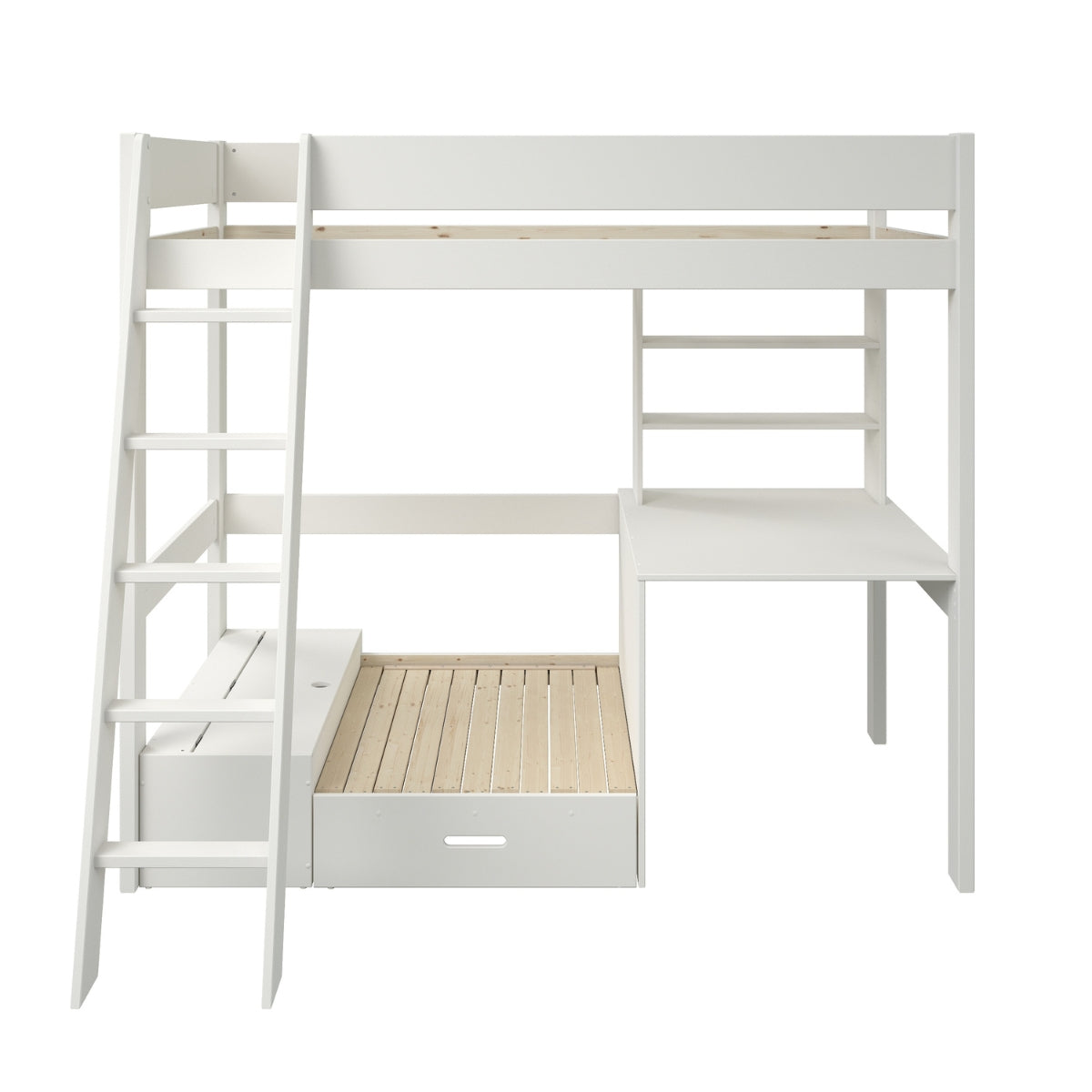 Kids Avenue Highsleeper with Sofa Bed Desk & Shelves White - Silver Futon