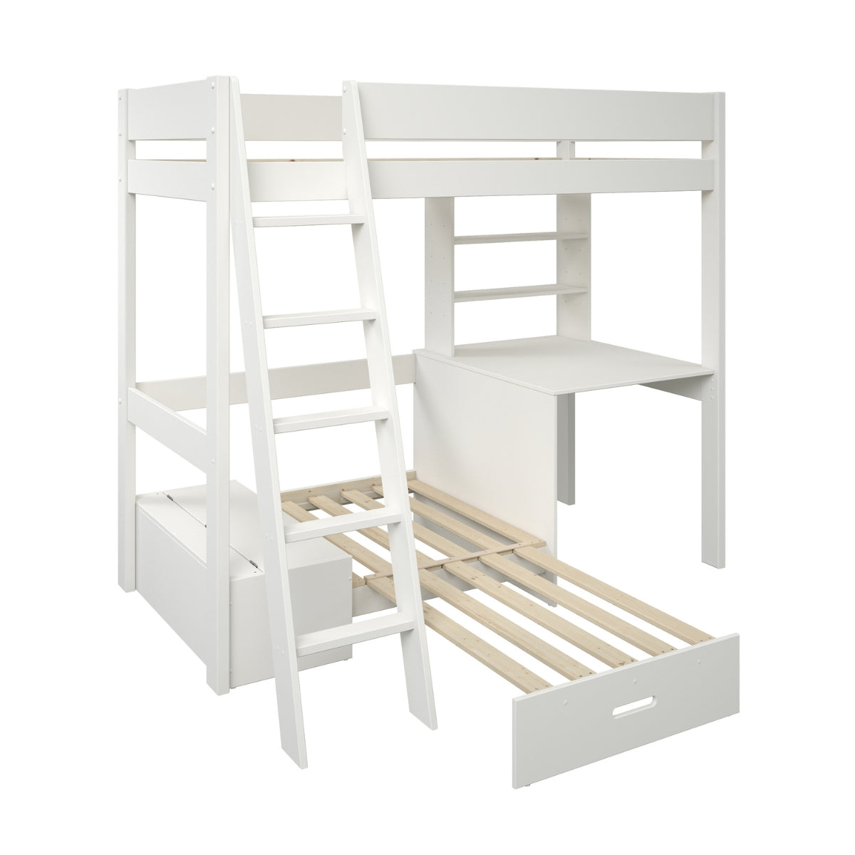 Kids Avenue Highsleeper with Sofa Bed Desk & Shelves White - Silver Futon