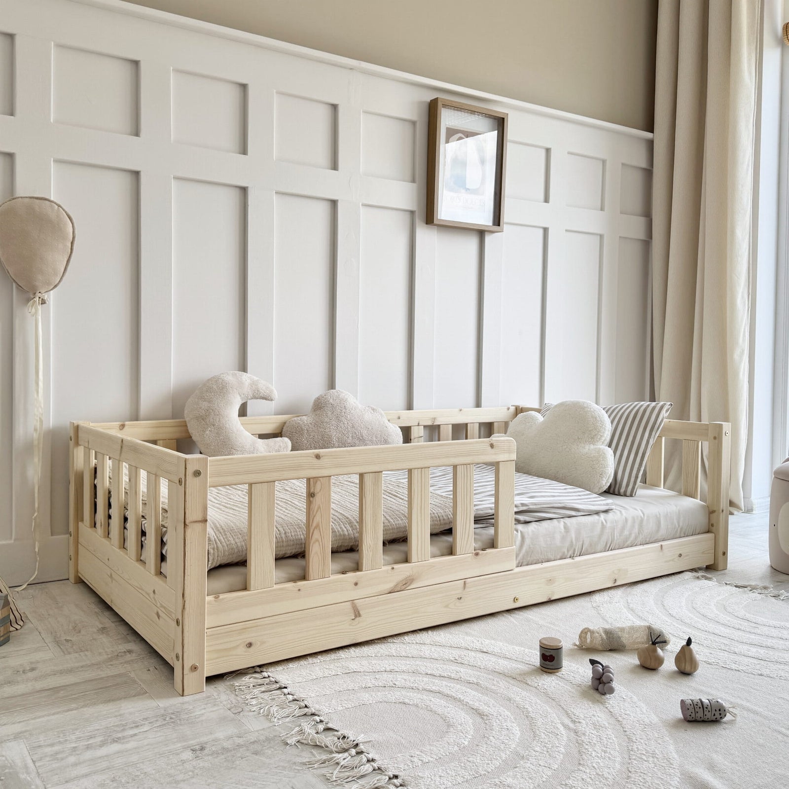 luletto david montessori toddler floor bed in light modern european family nursery room