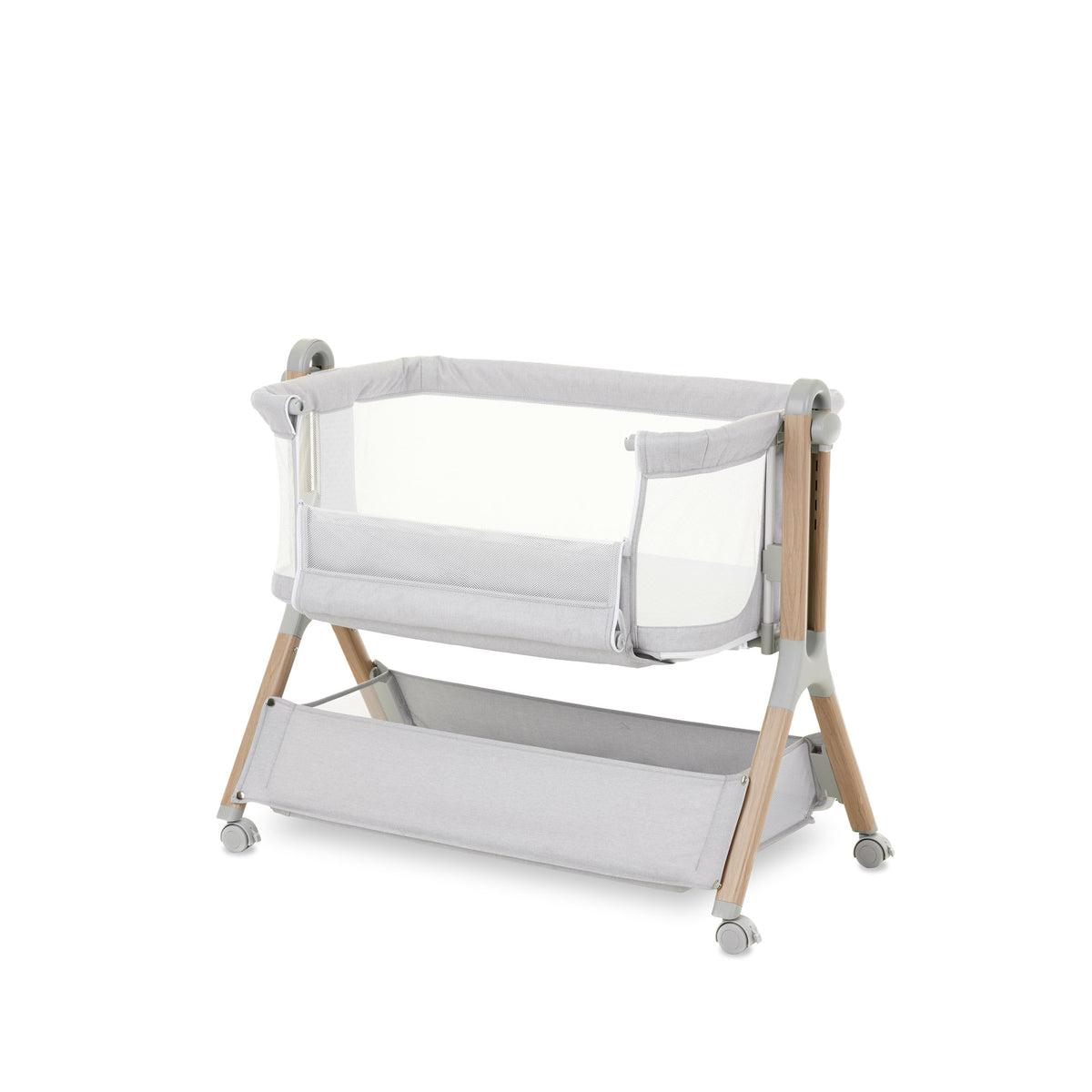 Obaby Cloud Bedside Crib with Mattress - Grey