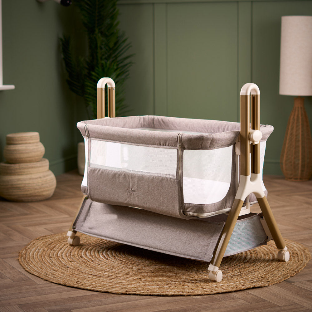 Obaby Cloud Bedside Crib with Mattress - Nutmeg