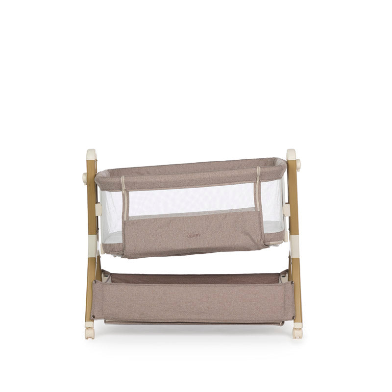 Obaby Cloud Bedside Crib with Mattress - Nutmeg