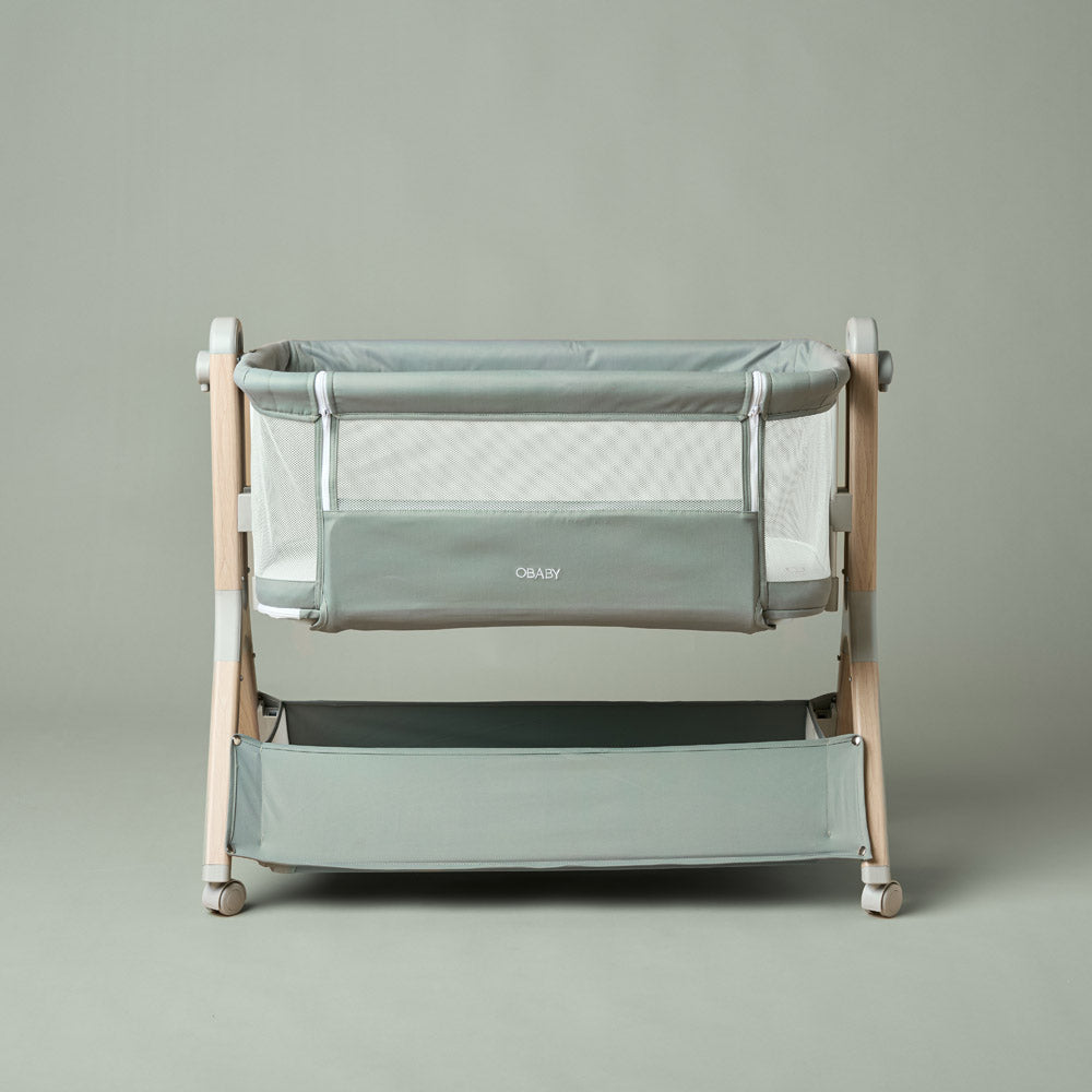 Obaby Cloud Bedside Crib with Mattress - Sage