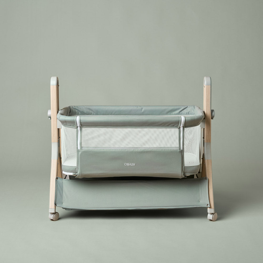 Obaby Cloud Bedside Crib with Mattress - Sage