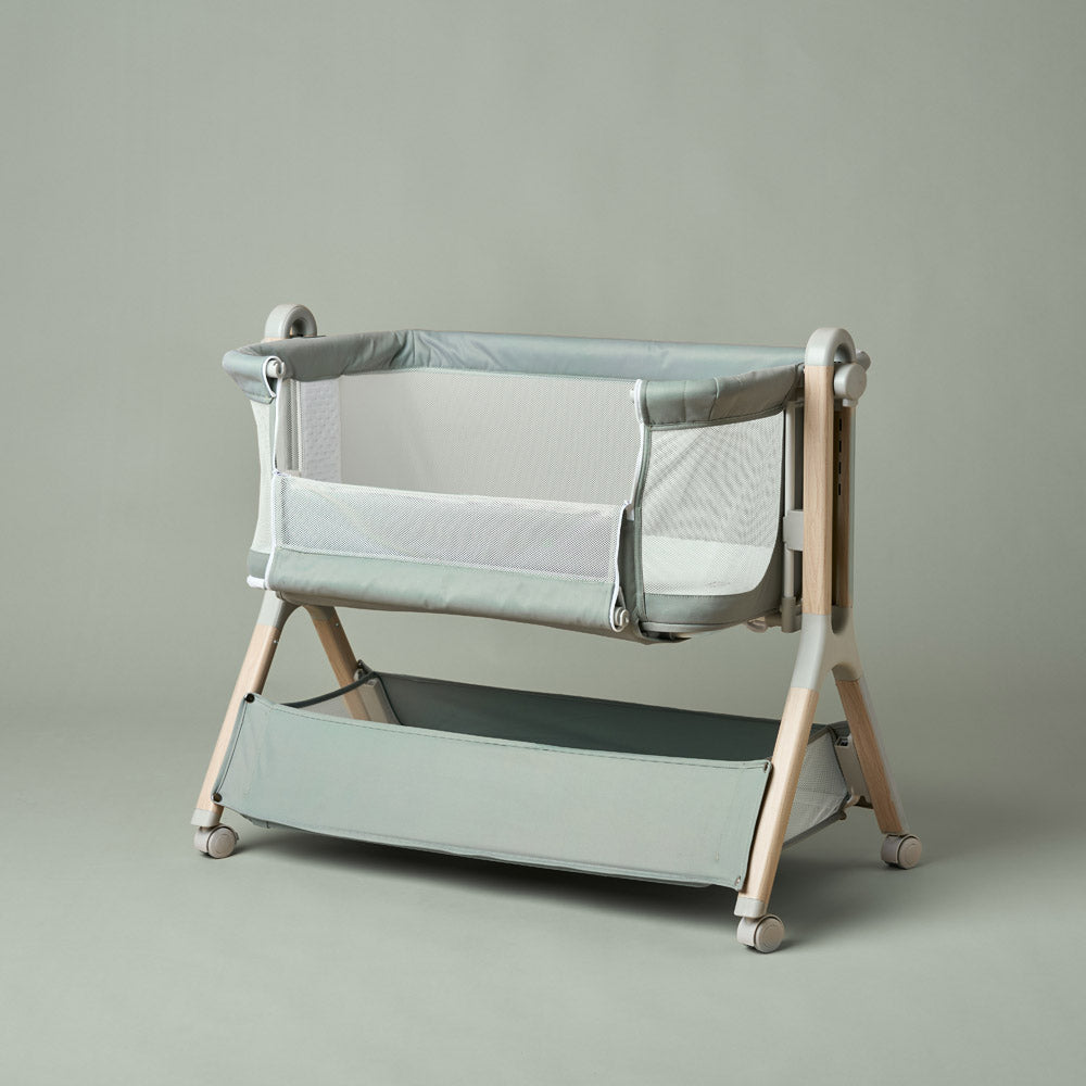 Obaby Cloud Bedside Crib with Mattress - Sage
