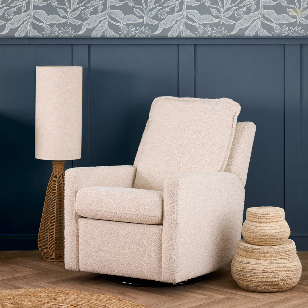 Obaby Denver bouclé nursing chair with swivel glider base and reclining backrest 