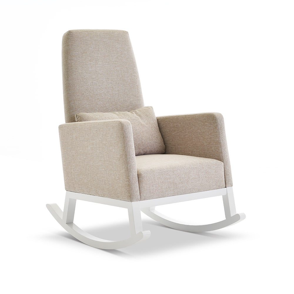 Obaby High Back nursing rocking chair in Oatmeal on plain white background