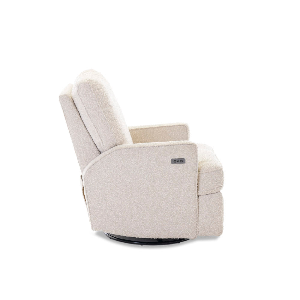 Obaby Madison Electric Swivel Glider Recliner Nursing Chair — Bouclé Style