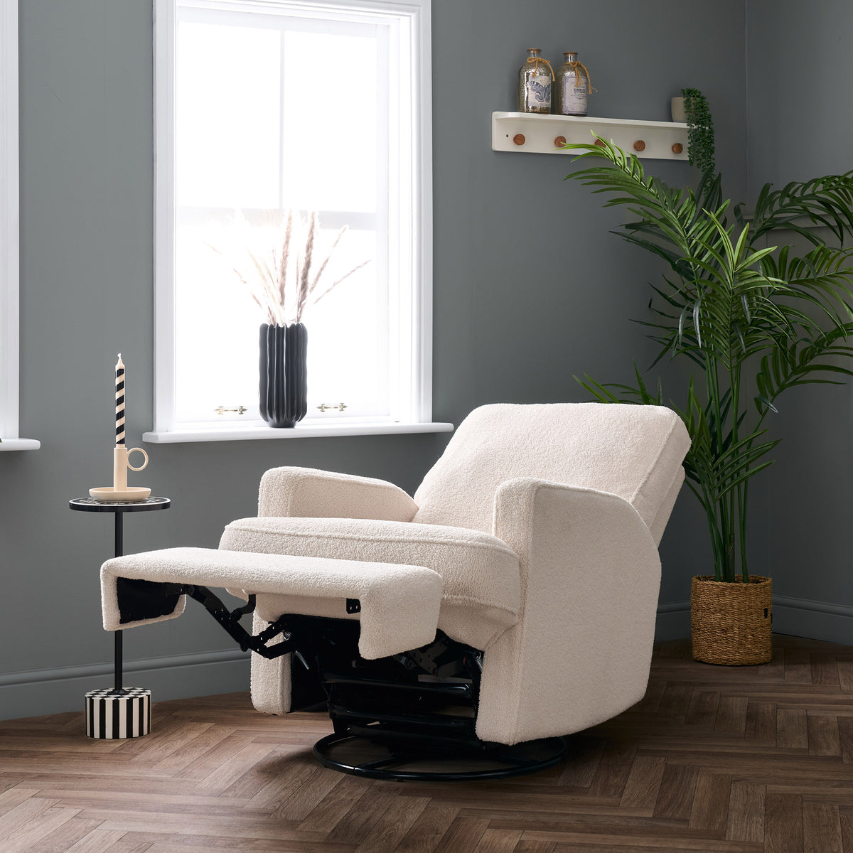 Obaby Madison Electric Swivel Glider Recliner Nursing Chair — Teddy Ivory