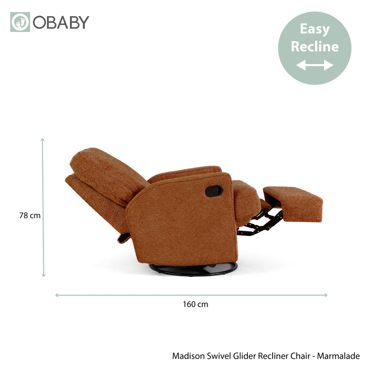 Obaby Madison Swivel Glider Recliner Nursing Chair — Chenille Marmalade