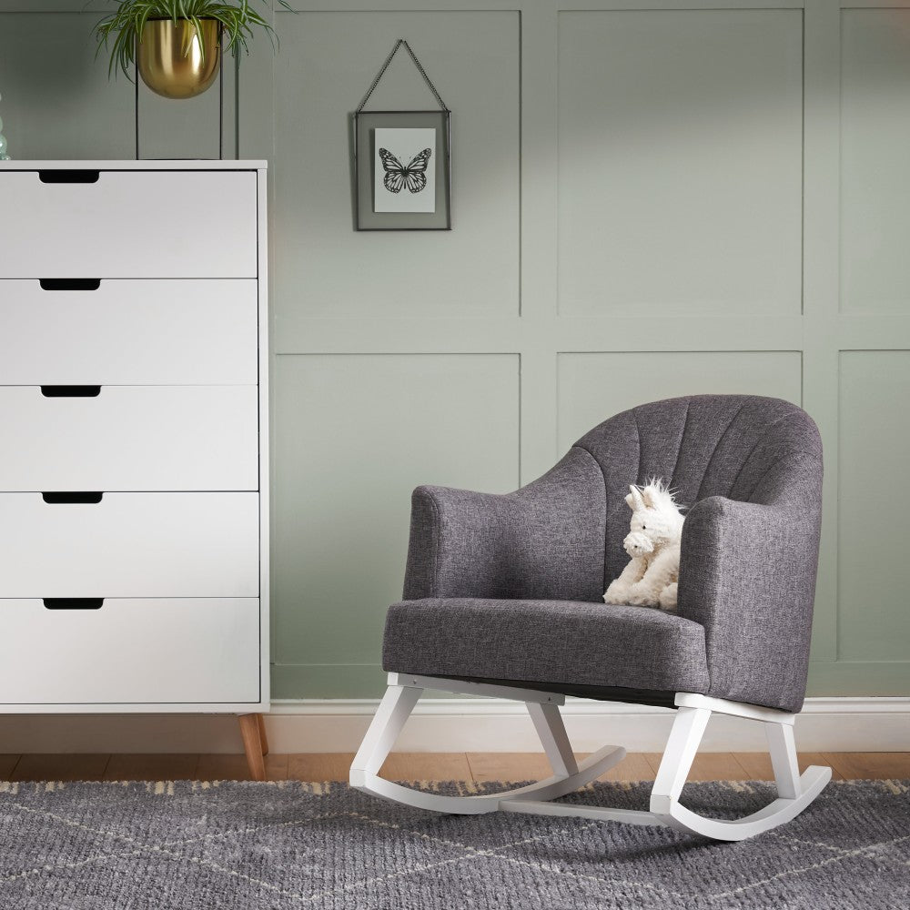 Obaby Round Back nursing rocking chair in Dark Grey in modern baby nursery
