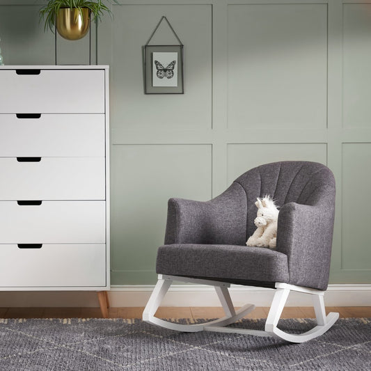 Obaby Round Back nursing rocking chair in Dark Grey in modern baby nursery
