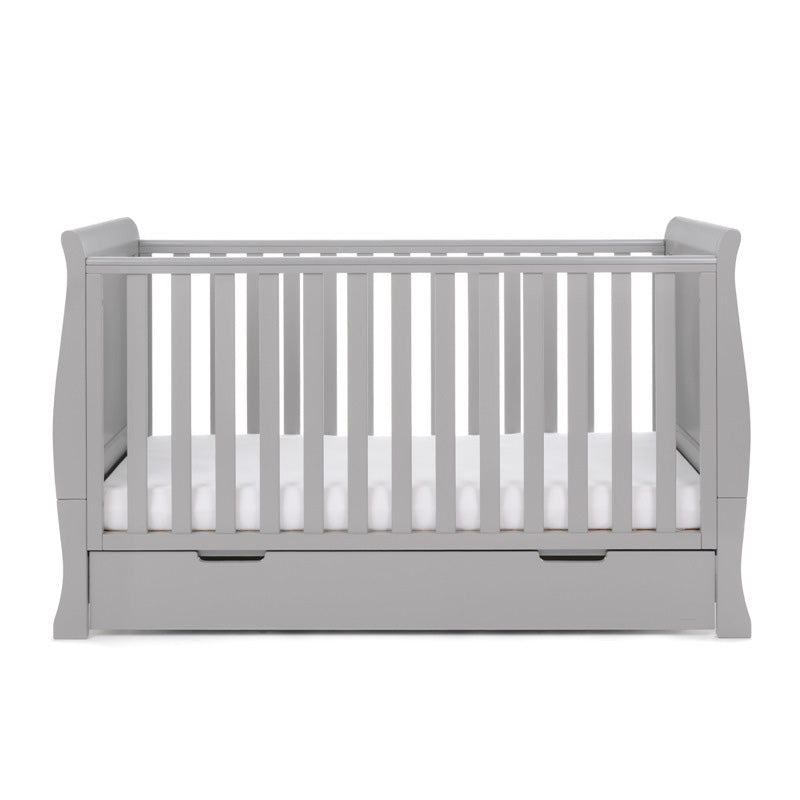 Obaby Stamford Classic Sleigh Cot Bed with Under Drawer — Warm Grey