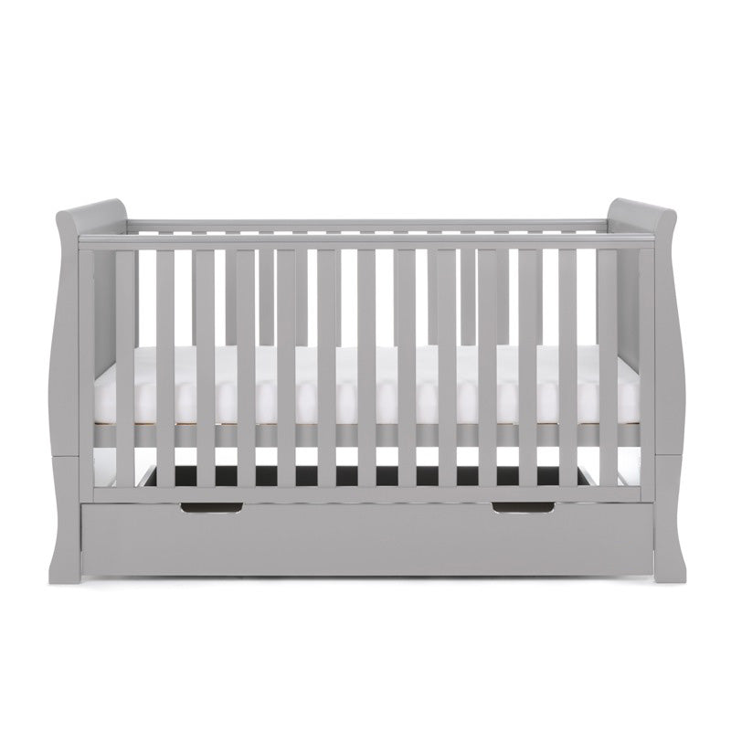 Obaby Stamford Classic Sleigh Cot Bed with Under Drawer — Warm Grey