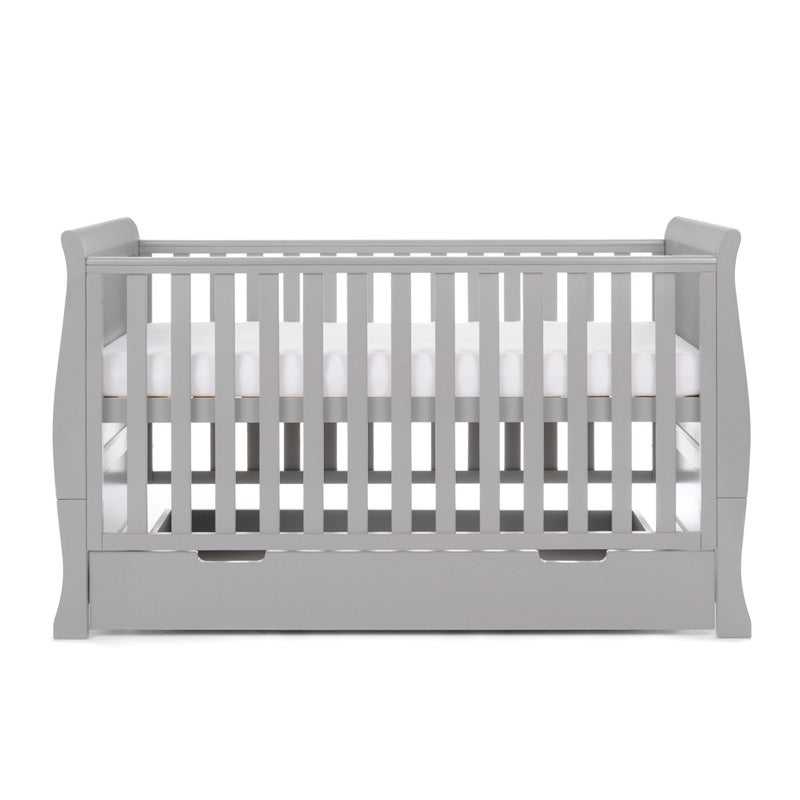 Obaby Stamford Classic Sleigh Cot Bed with Under Drawer — Warm Grey