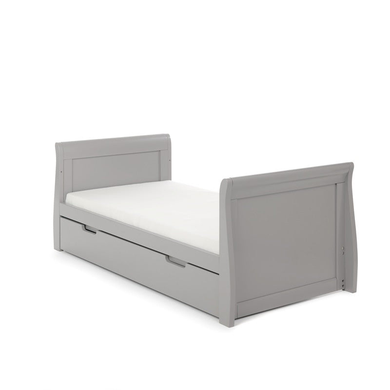 Obaby Stamford Classic Sleigh Cot Bed with Under Drawer — Warm Grey