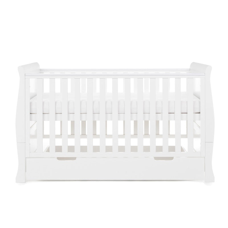 Obaby Stamford Classic Sleigh Cot Bed with Under Drawer — White