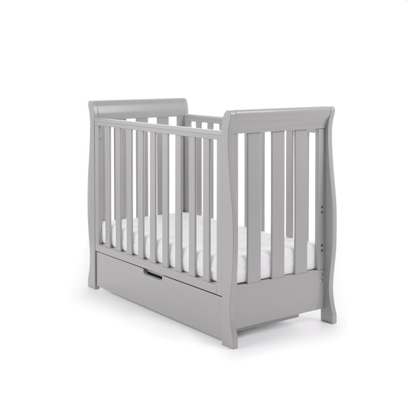 Obaby Stamford Space Saver Sleigh Cot with Under Drawer - Warm Grey