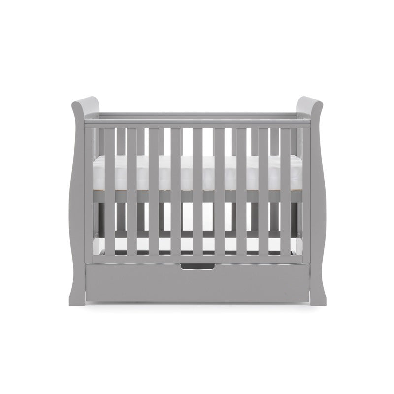 Obaby Stamford Space Saver Sleigh Cot with Under Drawer - Warm Grey