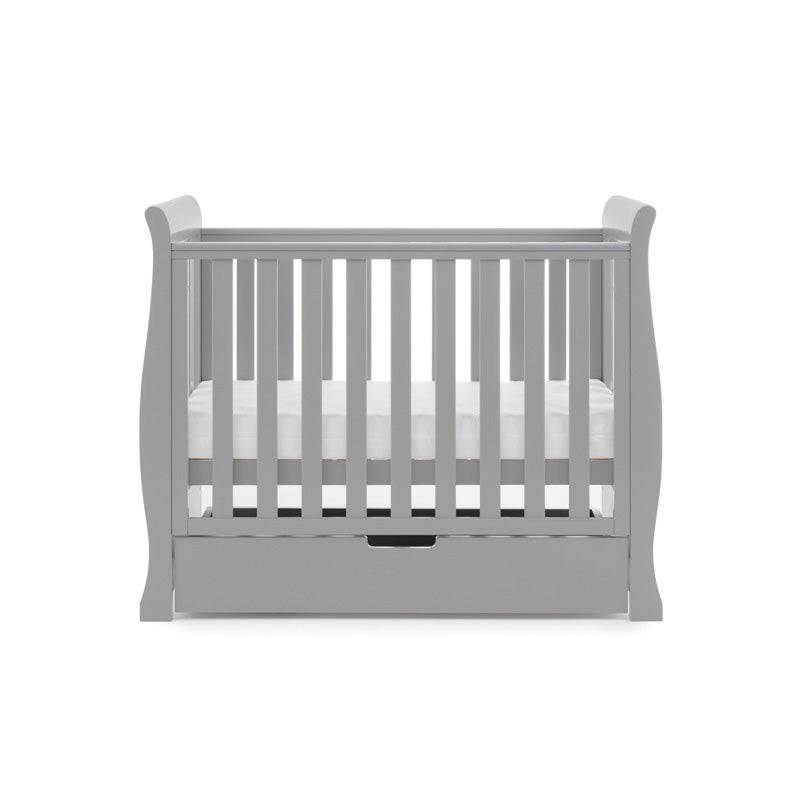 Obaby Stamford Space Saver Sleigh Cot with Under Drawer - Warm Grey