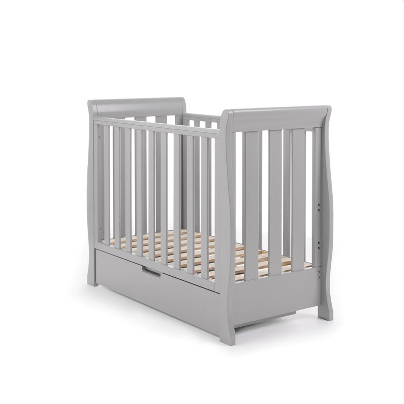 Obaby Stamford Space Saver Sleigh Cot with Under Drawer - Warm Grey