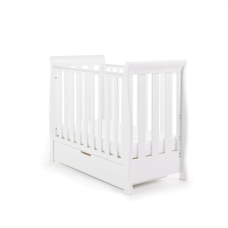Obaby Stamford Space Saver Sleigh Cot with Under Drawer - White