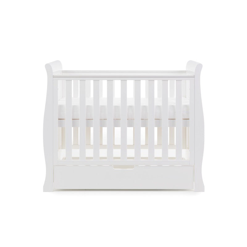 Obaby Stamford Space Saver Sleigh Cot with Under Drawer - White