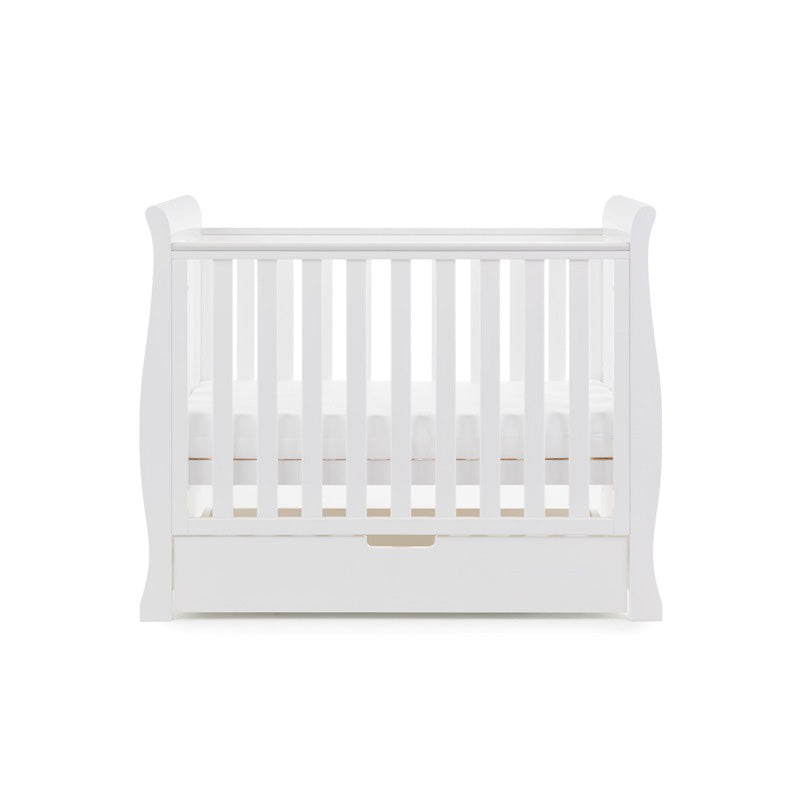 Obaby Stamford Space Saver Sleigh Cot with Under Drawer - White