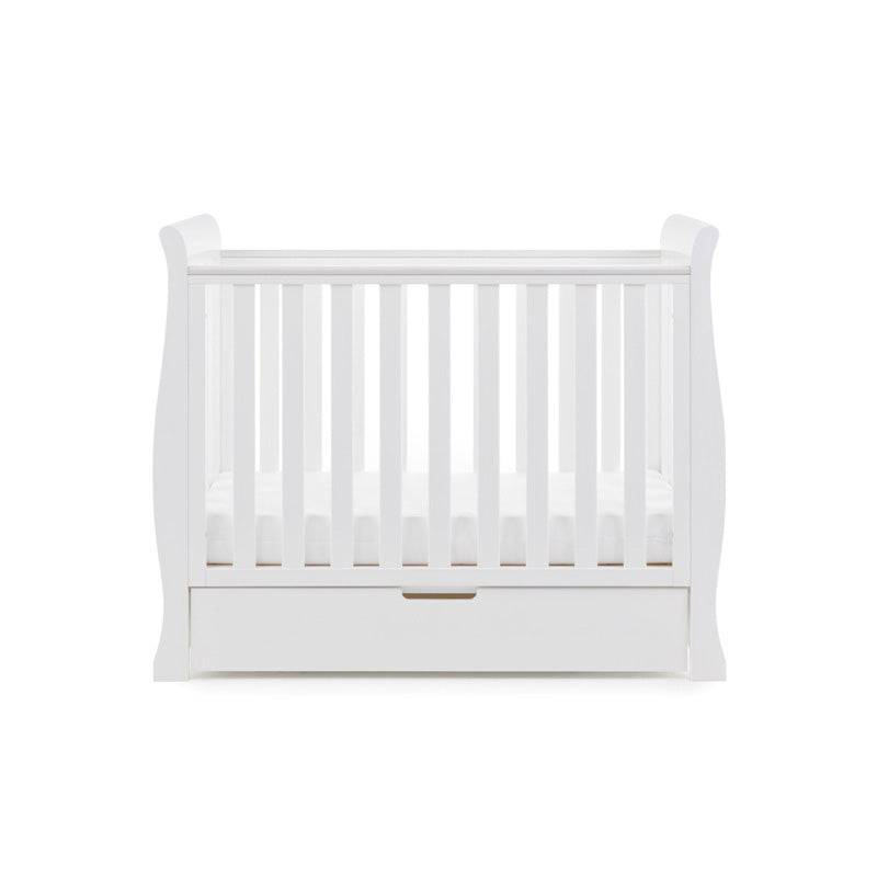 Obaby Stamford Space Saver Sleigh Cot with Under Drawer - White