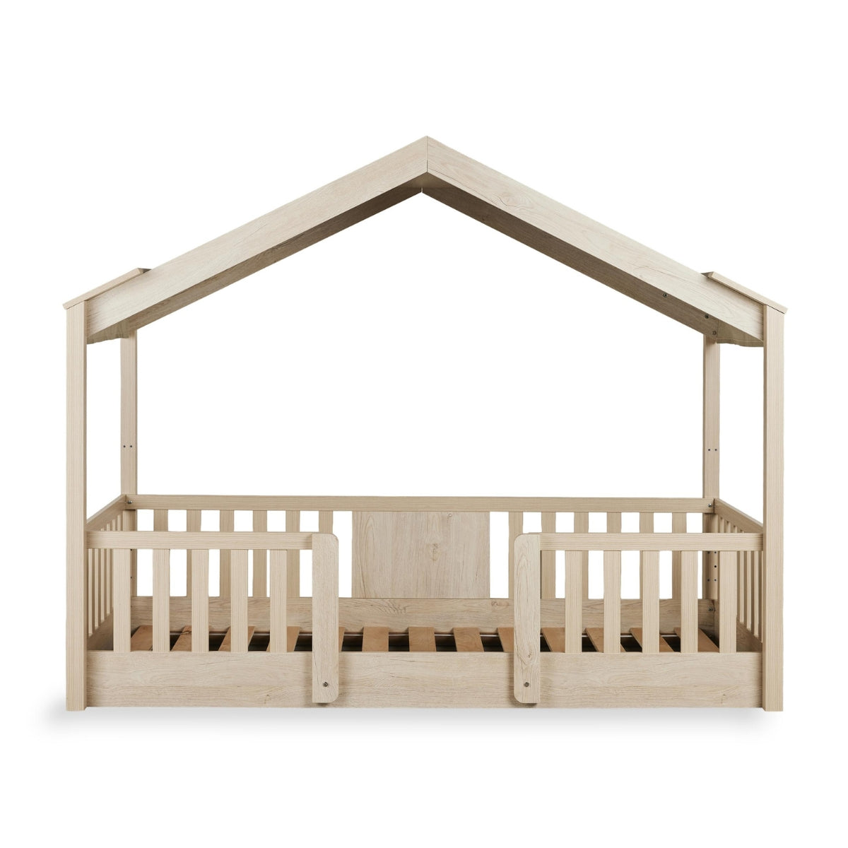 quax chalet montessori floor house bed with bed guards on plain white background
