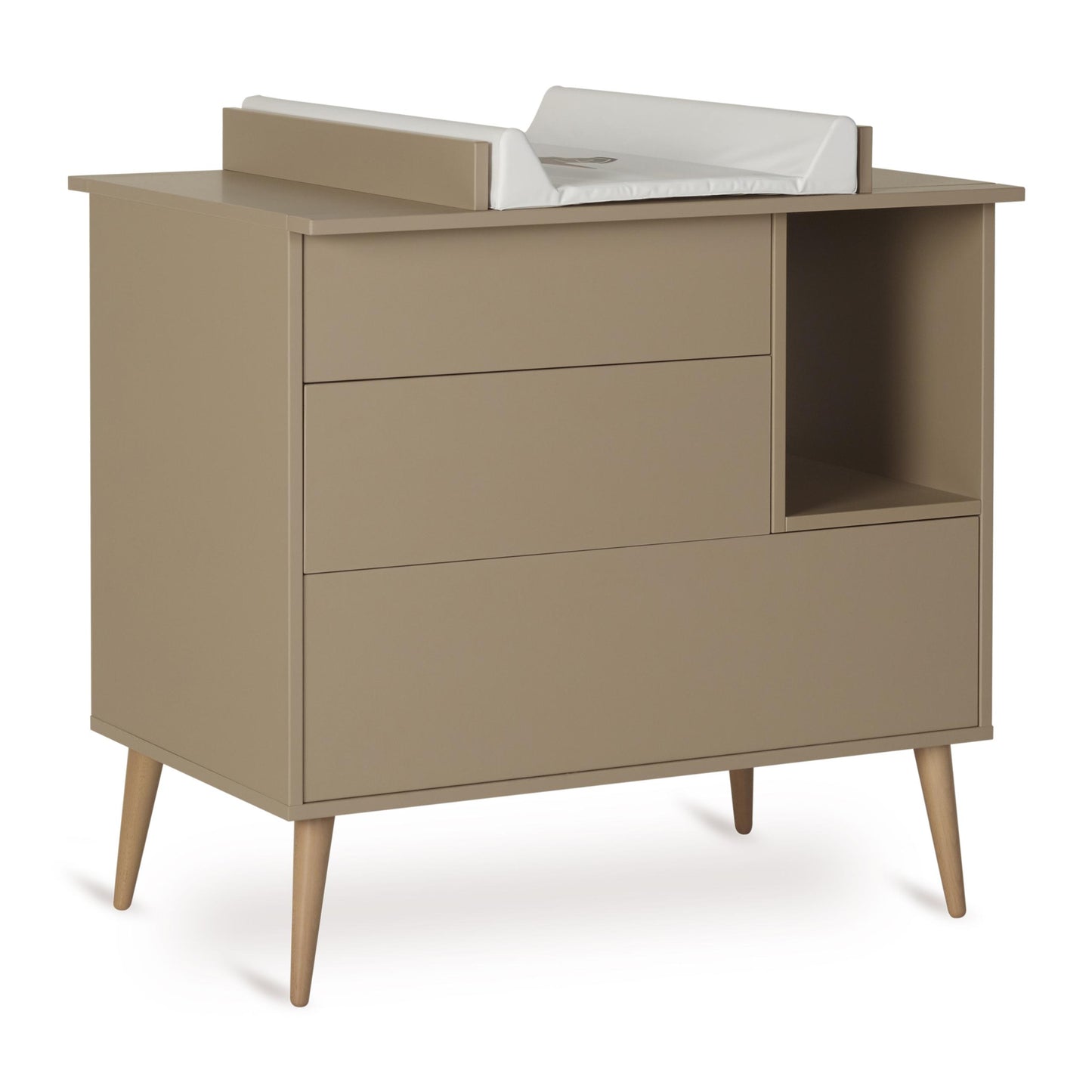 Quax Cocoon 3 Drawer Chest Baby Changing Extension Latte