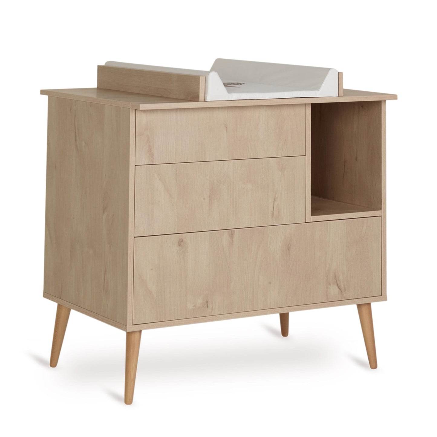 Quax Cocoon 3 Drawer Chest Baby Changing Extension Natural Oak