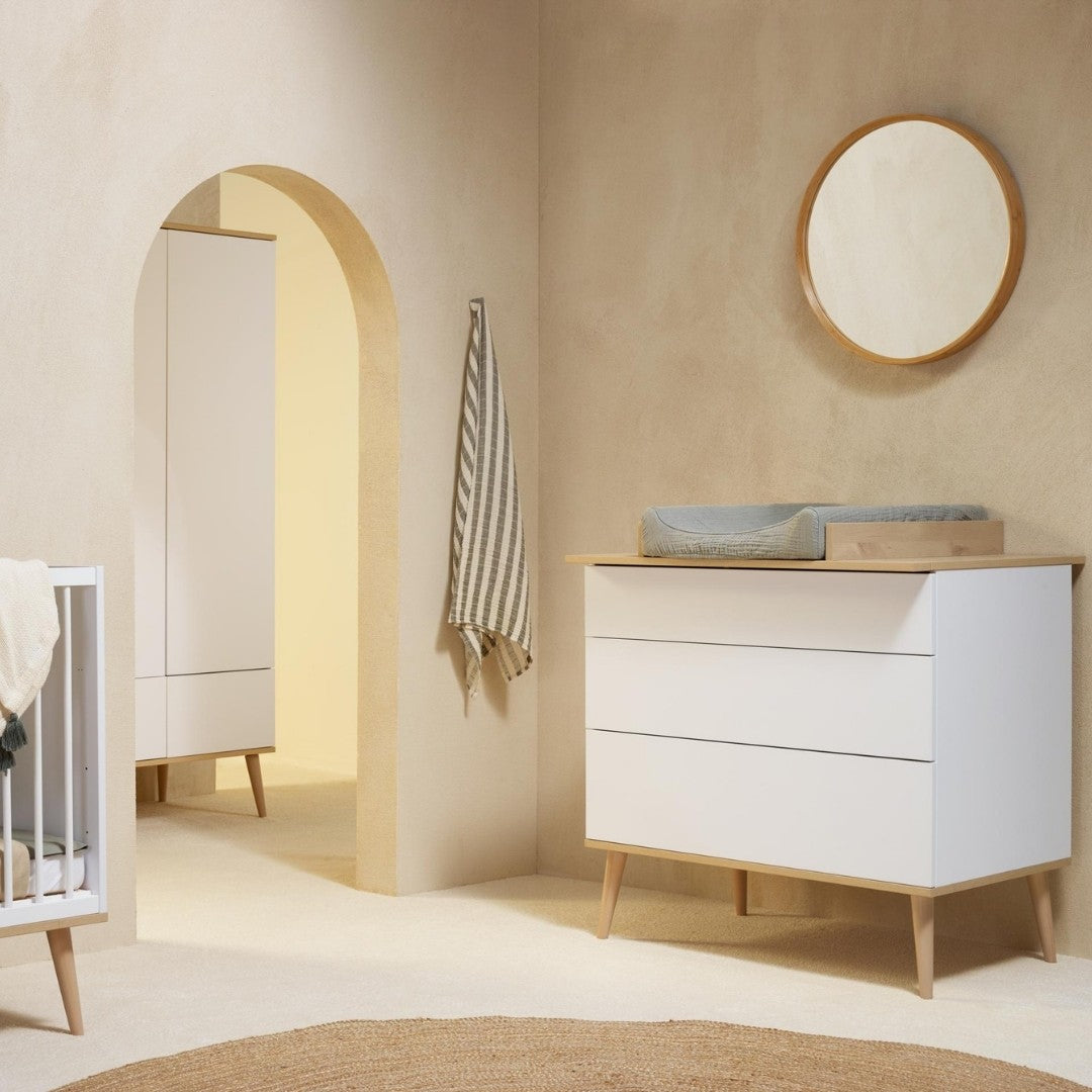 Quax Flow 3 Drawer Chest Baby Changing Extension White