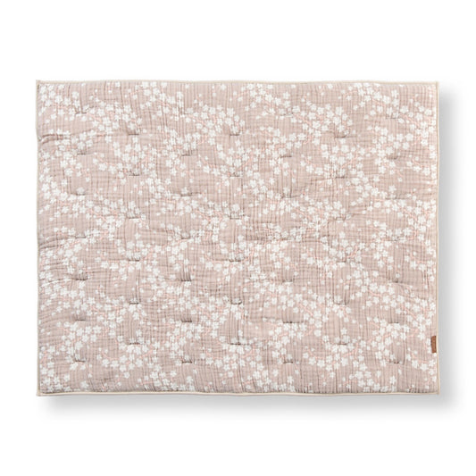 quax natural playpen mat blossom floral print on white background
