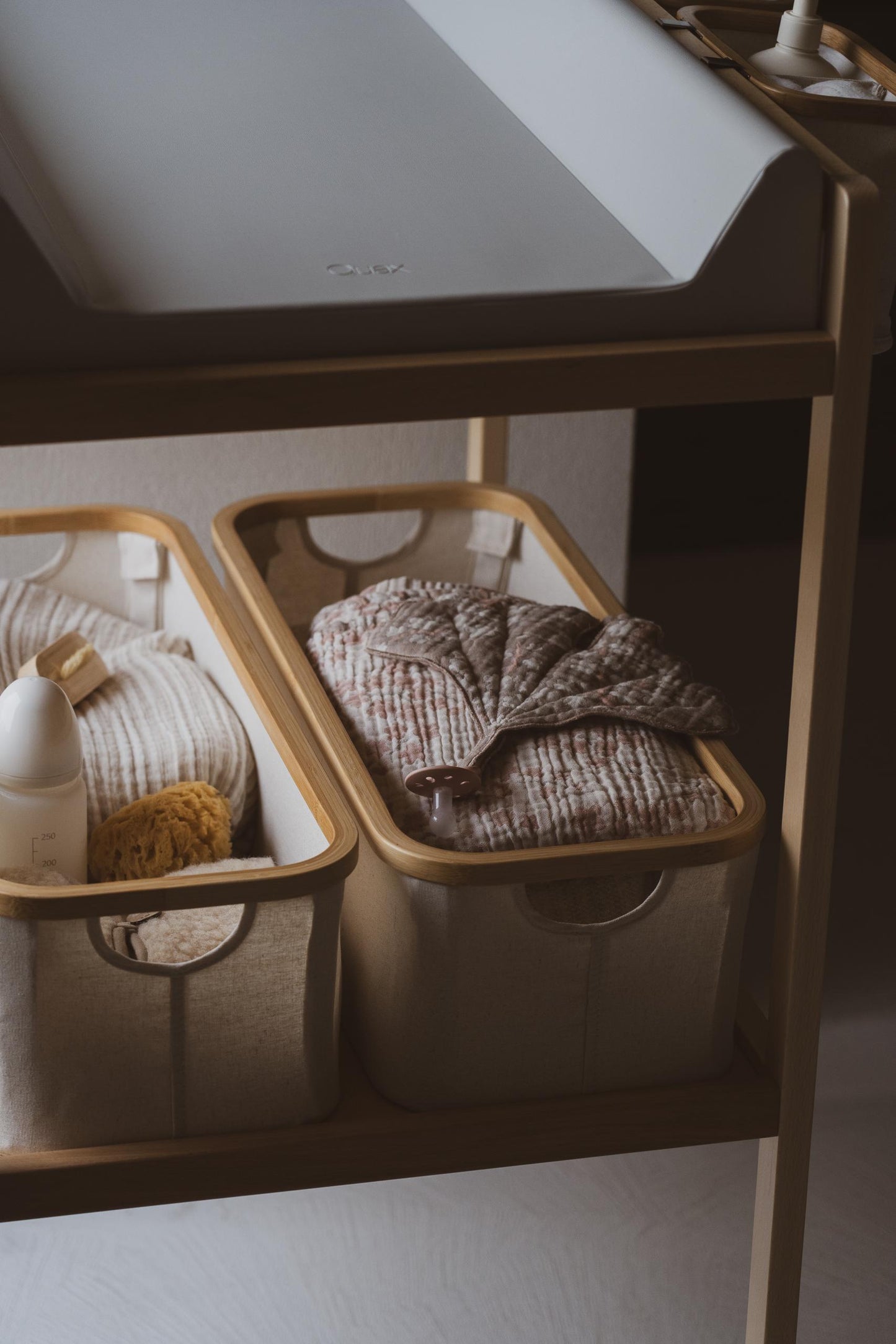 Quax Storage Basket For Baby Changing Table 60 x 24 cm Beige Natural