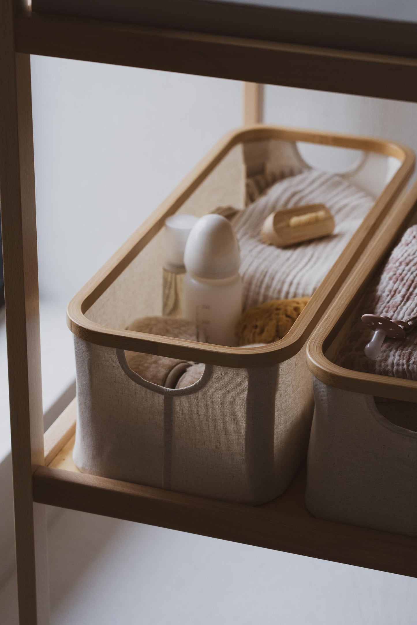 Quax Storage Basket For Baby Changing Table 60 x 24 cm Beige Natural