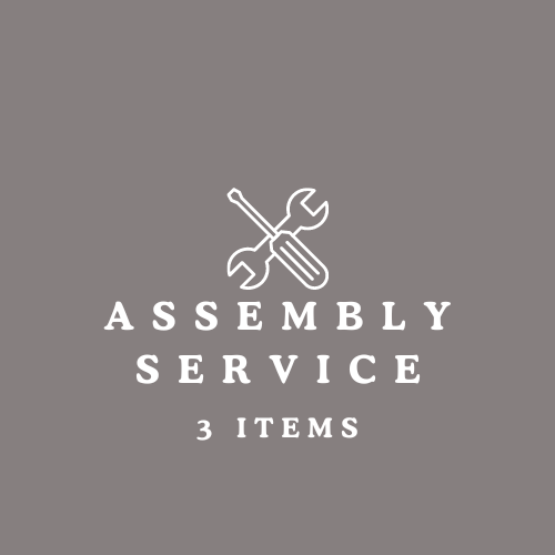 Graphic icon representing an assembly service with text indicating 3 items to be assembled.
