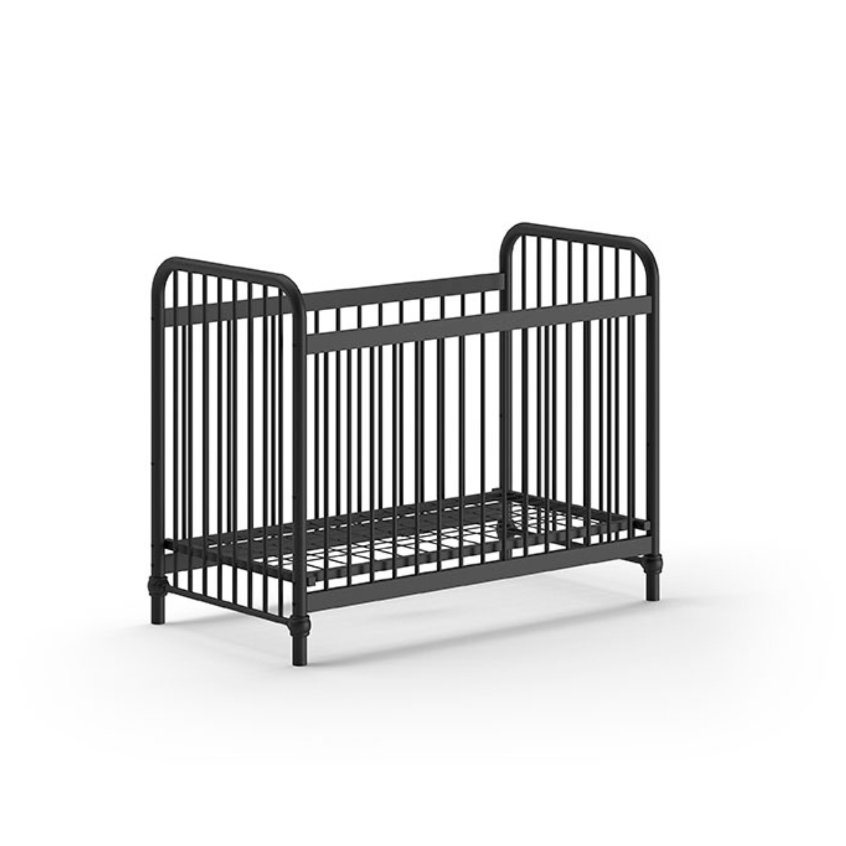 VIPACK bronxx black metal 120x60cm cot without mattress on white background
