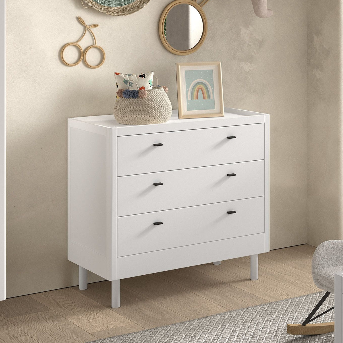 vipack forrest beech 3 drawer chest white in modern baby nursery