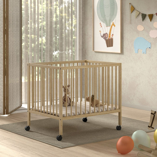 VIPACK JAXX DINO natural solid beech wood baby playpen in modern home